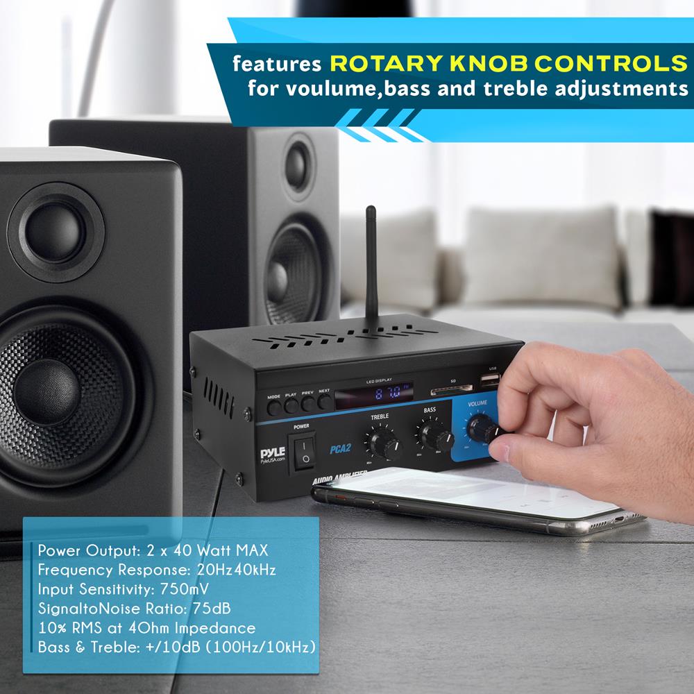 Amplificador de potencia compacto PYLE-HOME PCA2