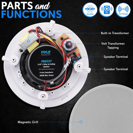 Parlantes o Altavoz para empotrar en pared PYLE-HOME PDIC53T