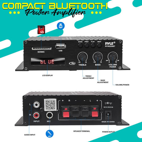 Amplificador de audio y Bluetooth negro PYLE PFA220BT
