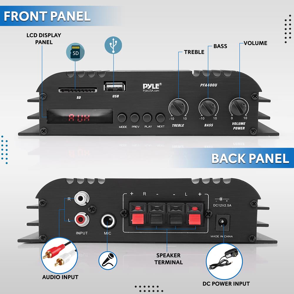 Amplificador de audio 100W PYLE PFA400U
