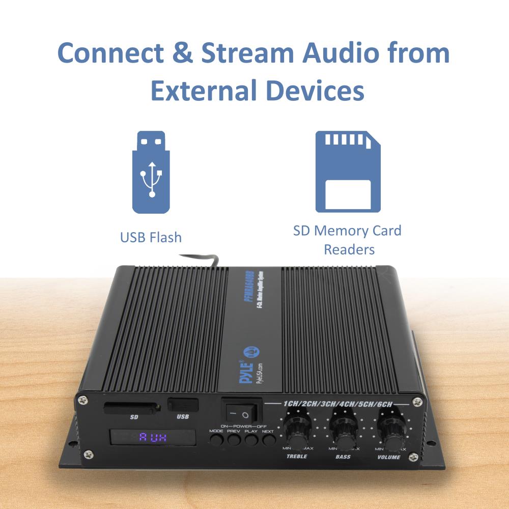 Amplificador de audio con Bluetooth Negro PYLE PFMRA640BB