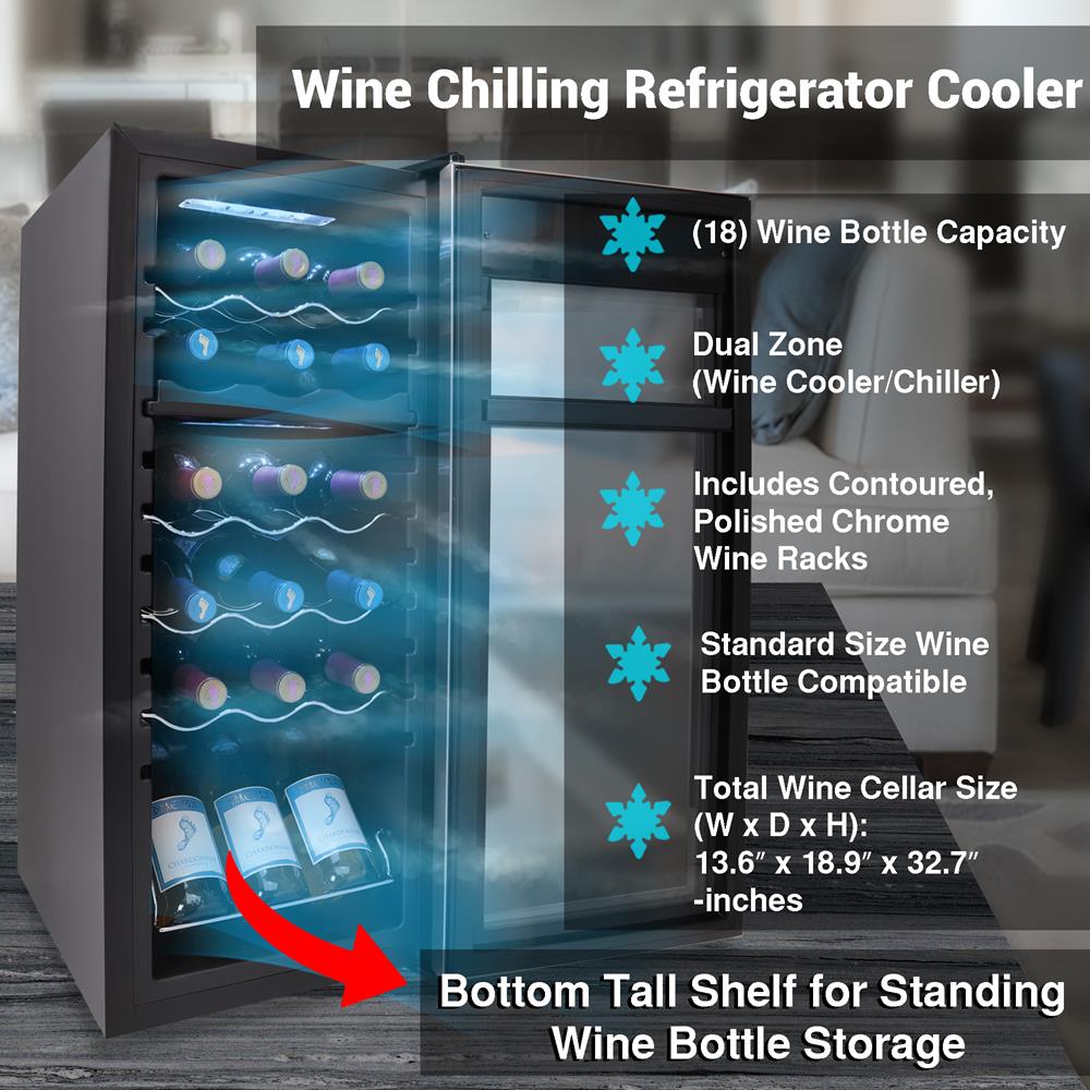 Refrigerador de vino 18 botellas NUTRICHEF PKCWCDS185