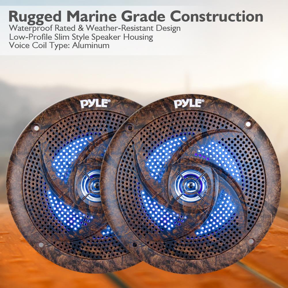 Parlantes o Altavoces LED marinos marron PYLE PLMRLE64DK
