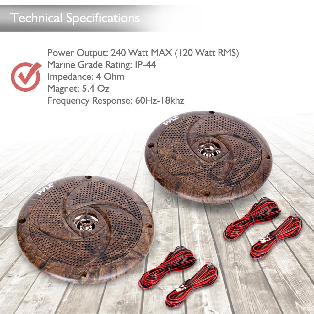 Parlantes o Altavoces LED marinos marron PYLE PLMRLE64DK