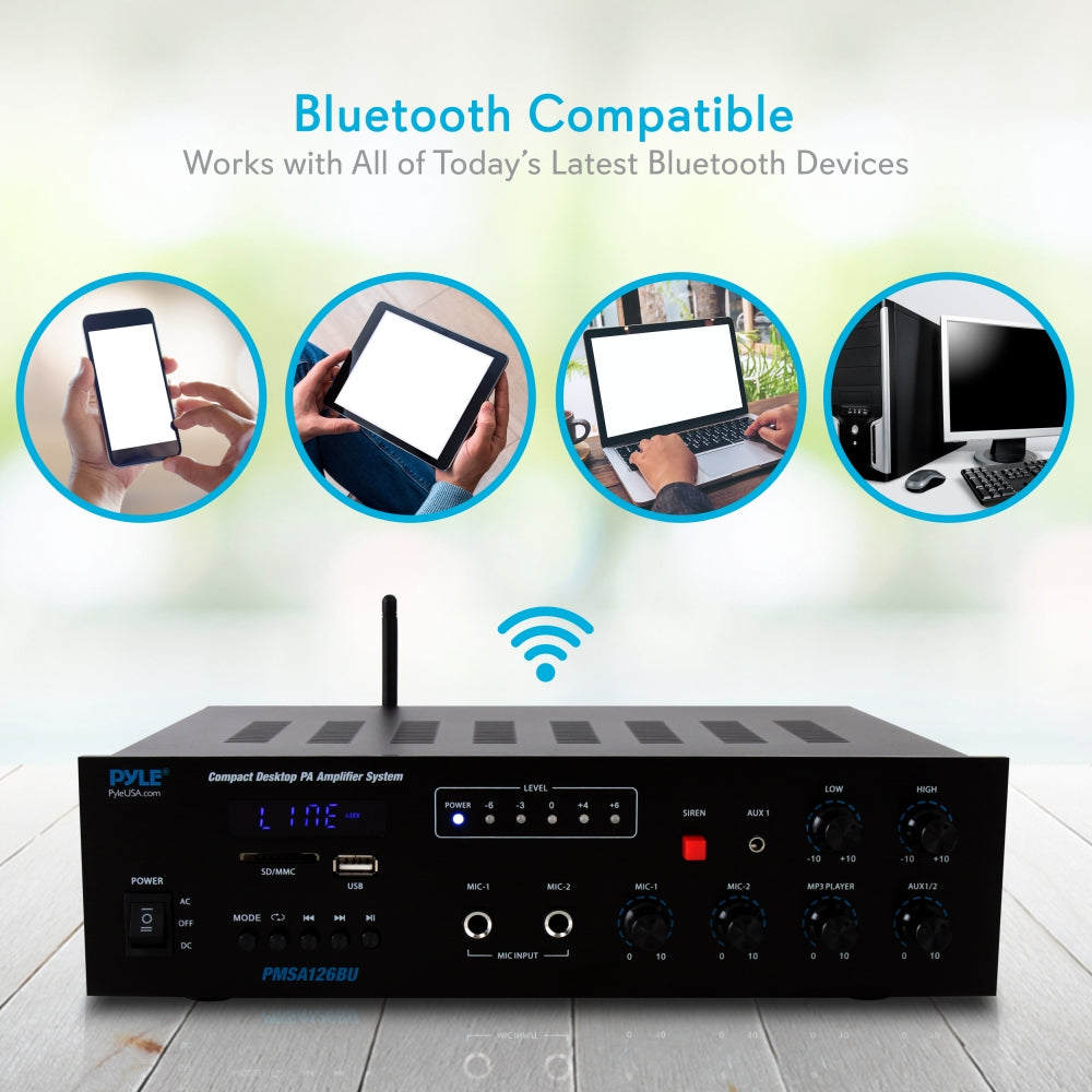 Amplificador inalámbrico Bluetooth PYLE-HOME PMSA126BU