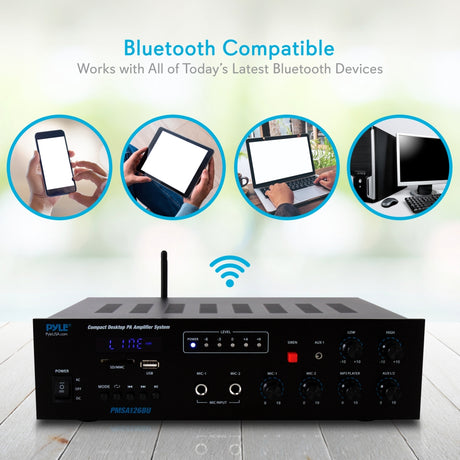 Amplificador inalámbrico Bluetooth PYLE-HOME PMSA126BU