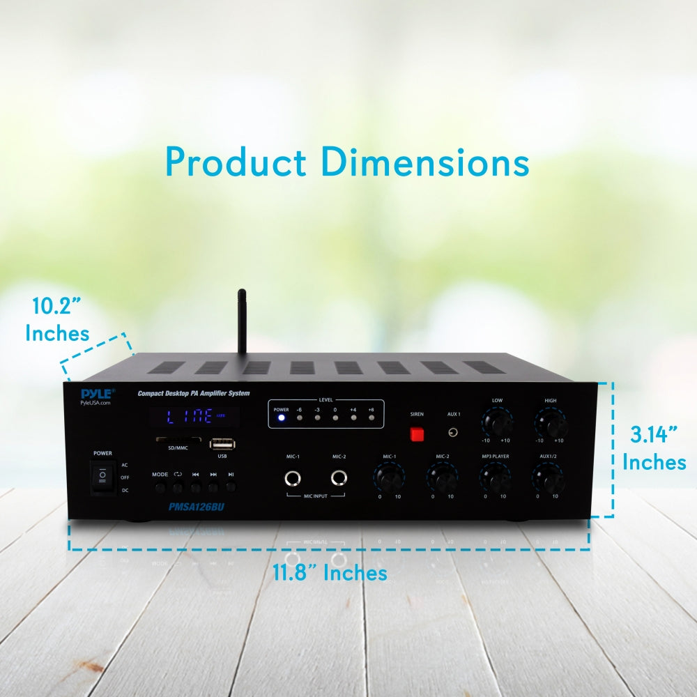 Amplificador inalámbrico Bluetooth PYLE-HOME PMSA126BU