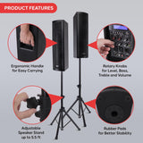 Parlantes Portátiles de Bluetooth PYLE-PRO PS65ACT