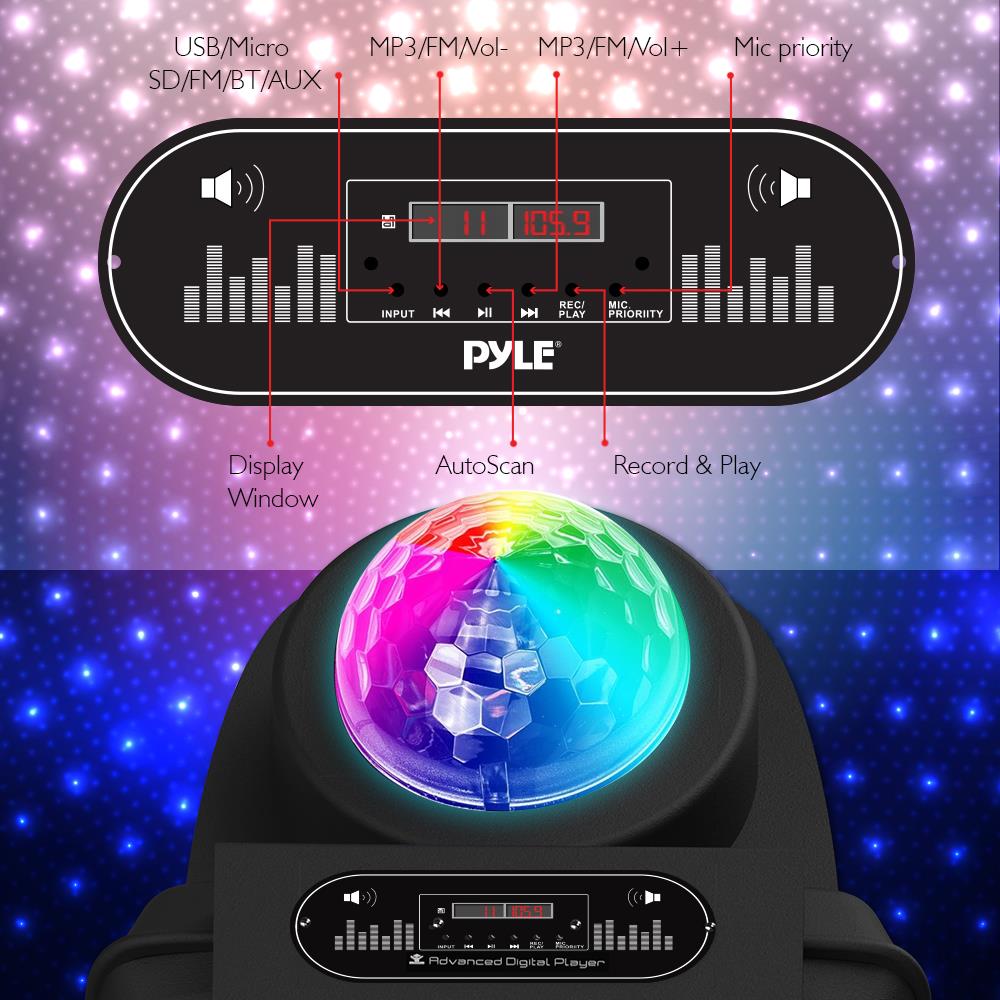 Parlante Portátil PA con luces LED PYLE-PRO PSUFM1280B