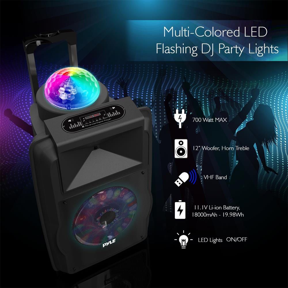 Parlante Portátil PA con luces LED PYLE-PRO PSUFM1280B
