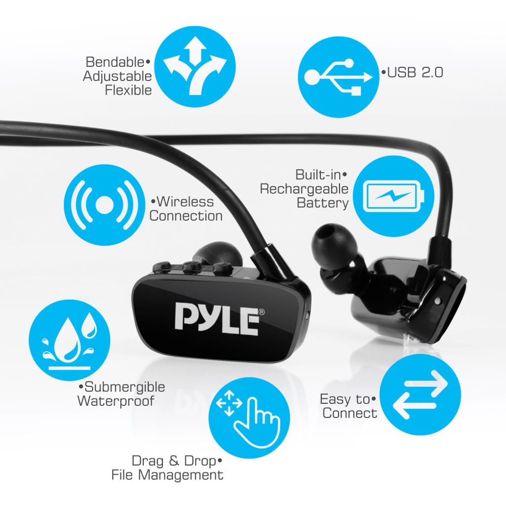 Reproductor de MP3 a prueba de agua PYLE-SPORT PSWP28BK