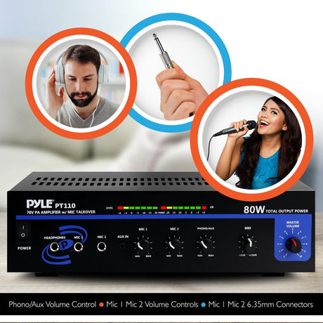Amplificador de sonido negro PYLE-HOME PT110