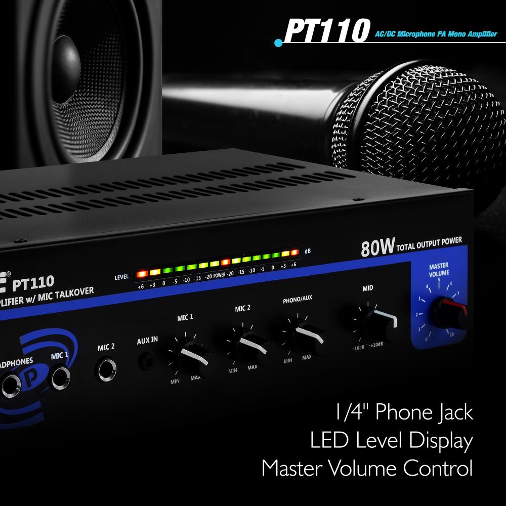 Amplificador de sonido negro PYLE-HOME PT110