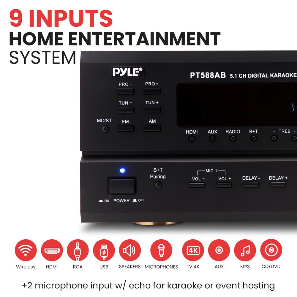 Amplificador inalámbrico con Bluetooth PYLE-HOME PT588AB