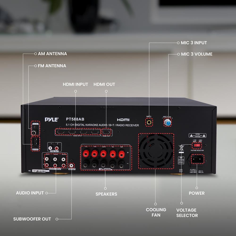 Amplificador inalámbrico con Bluetooth PYLE-HOME PT588AB
