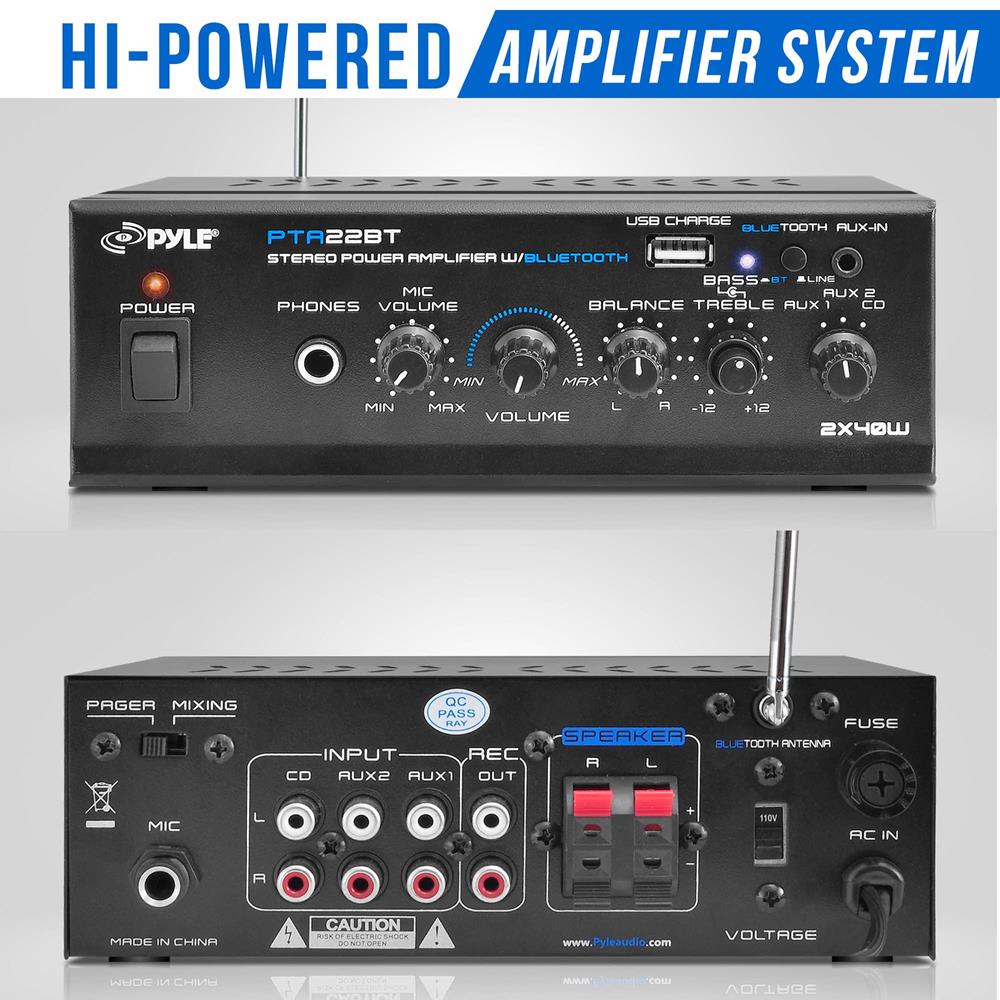 Amplificador de audio y Bluetooth PYLE-HOME PTA22BT