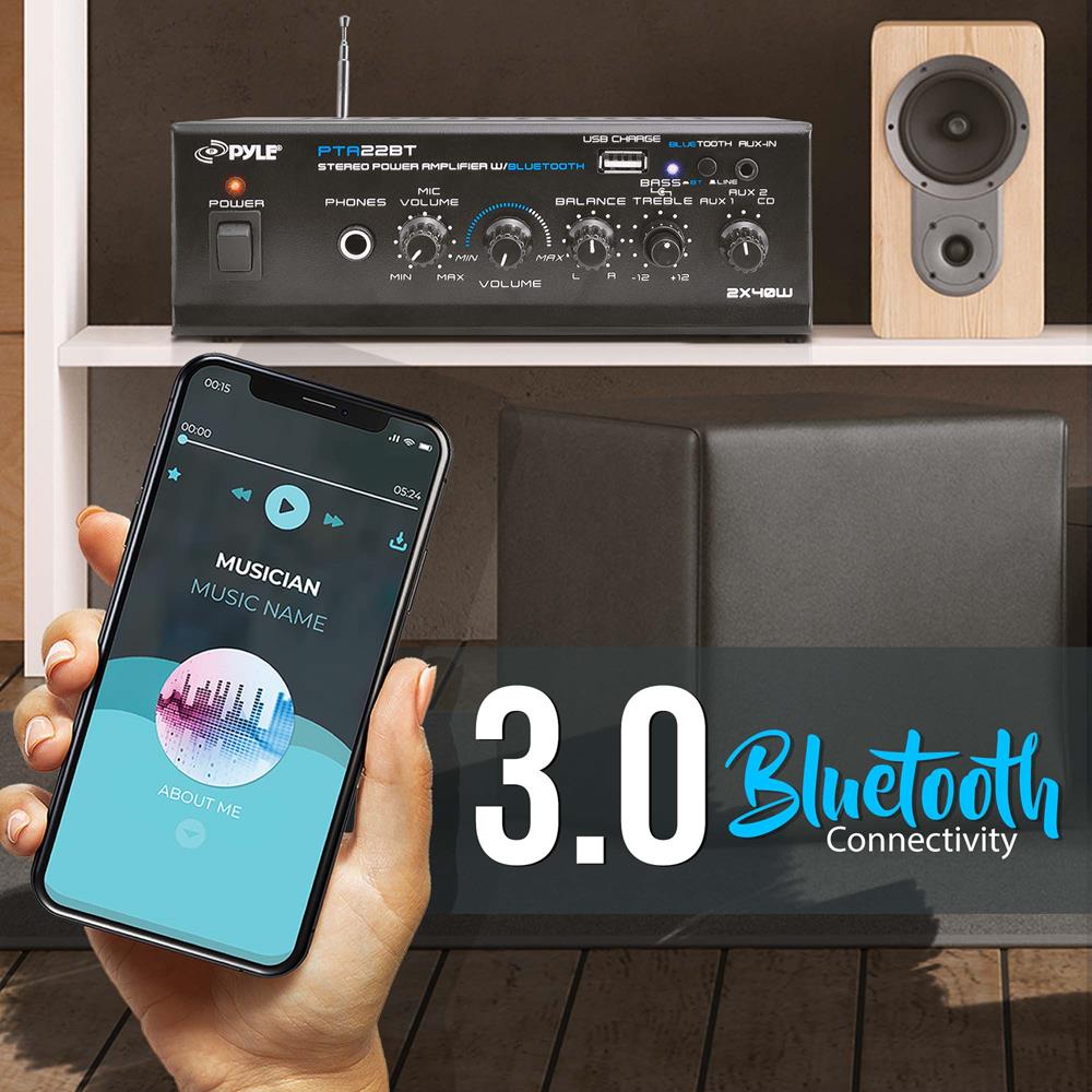 Amplificador de audio y Bluetooth PYLE-HOME PTA22BT