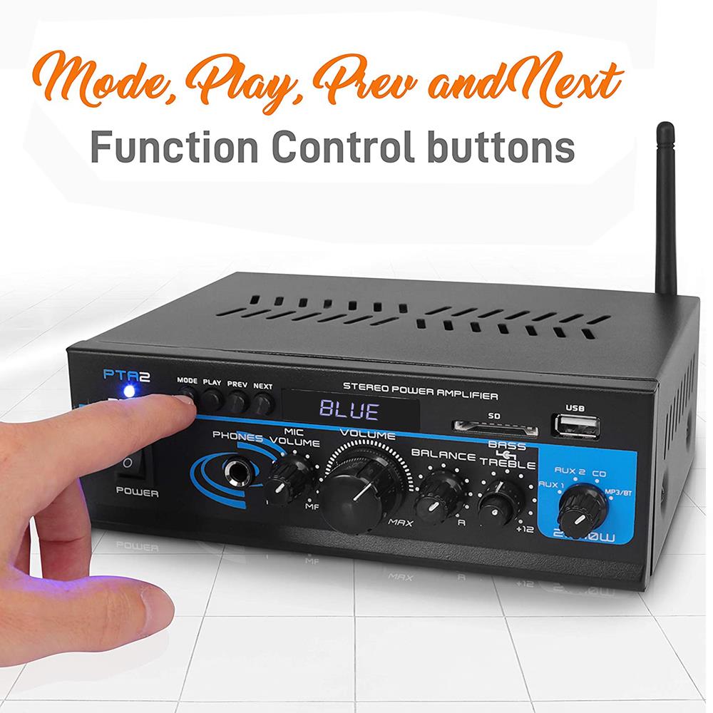 Amplificador de potencia estéreo PYLE-HOME PTA2