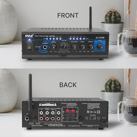 Amplificador de potencia estéreo negro PYLE-HOME PTA4