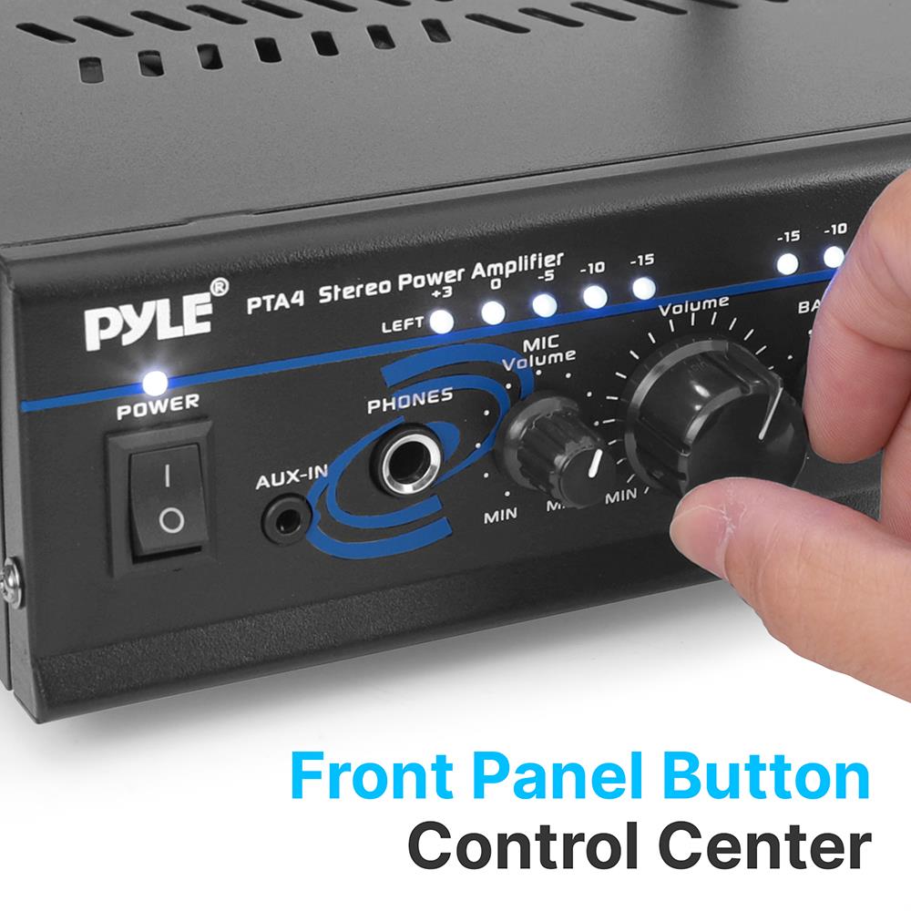 Amplificador de potencia estéreo negro PYLE-HOME PTA4