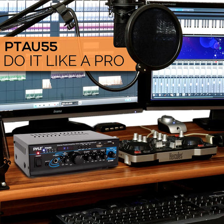 Amplificador de potencia estéreo negro PYLE-HOME PTAU55