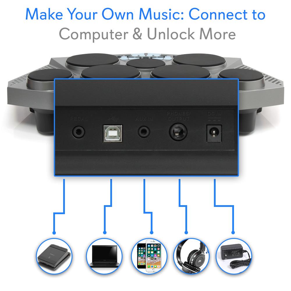 Kit de Batería Eléctrica con Altavoz Gris PYLE-PRO PTED06