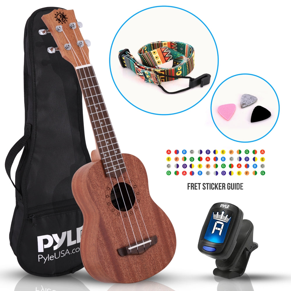 Ukelele soprano de madera maciza PYLE-PRO PUKT4580