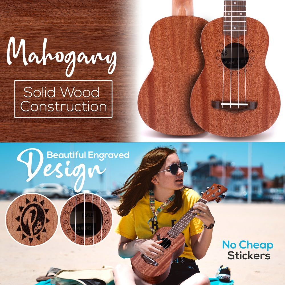 Ukelele soprano de madera maciza PYLE-PRO PUKT4580