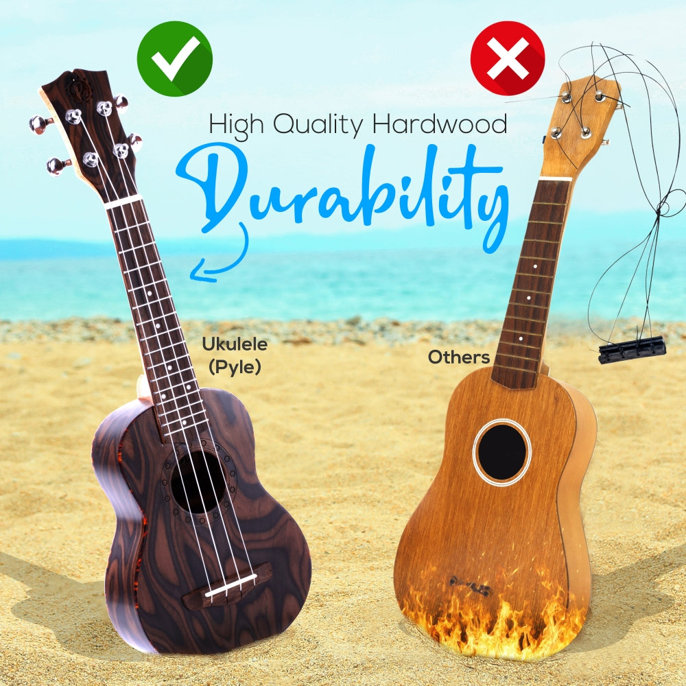 Ukelele soprano de madera maciza PYLE-PRO PUKT5580