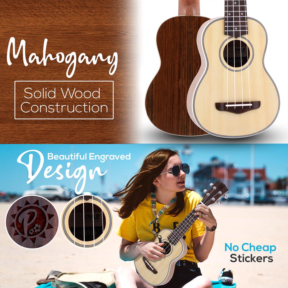 Ukelele soprano de madera maciza PYLE-PRO PUKT6580