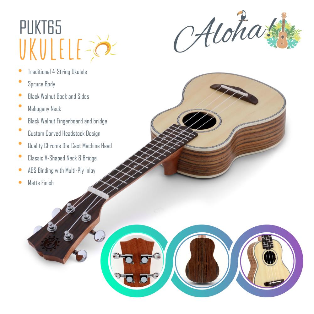 Ukulele estándar 4 cuerdas Madera PYLE-PRO PUKT65