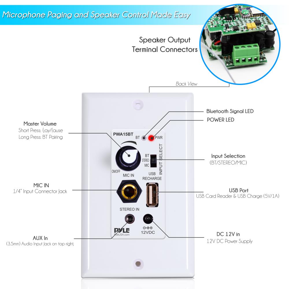 Parlante amplificadora de sonido para pare PYLE-HOME PWA15BT