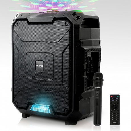 Parlante Portátil y micrófono negro PYLE-PRO PWMDJ88BT