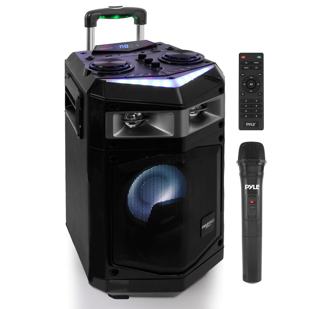 Parlante Portátil y micrófono negro PYLE-PRO PWMKRDJ84BT