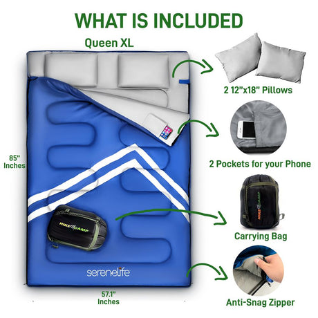 Saco o bolsa de dormir para mochilero azul SERENELIFE ‎SLSBBL