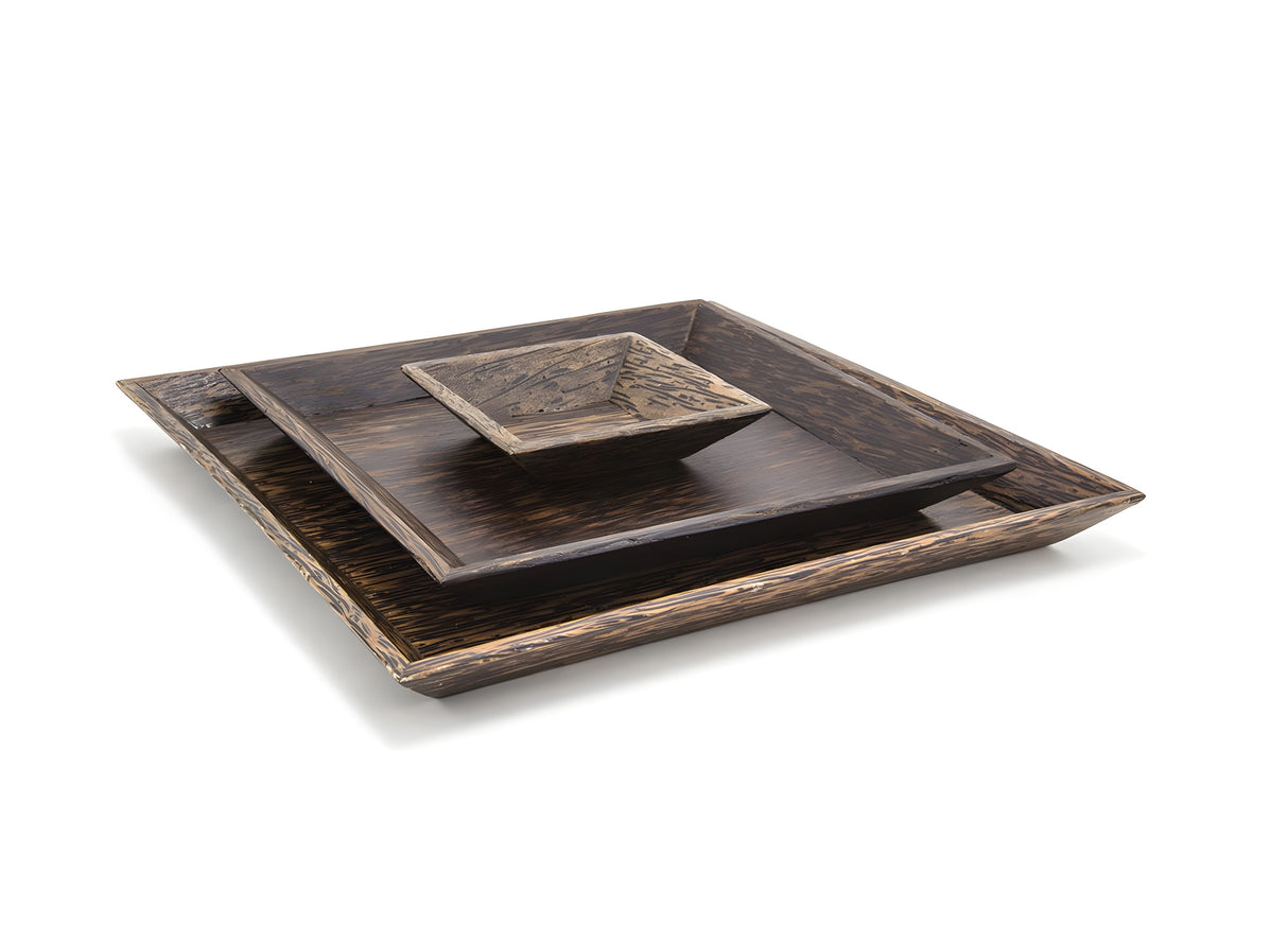 Plato Cuadrado de Madera de Palma 9.5" Pack de 6 Unidades