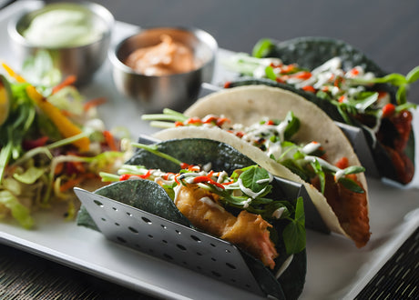 Soporte para Tacos de Acero Inoxidable - 8" x 4" - Pack de 12